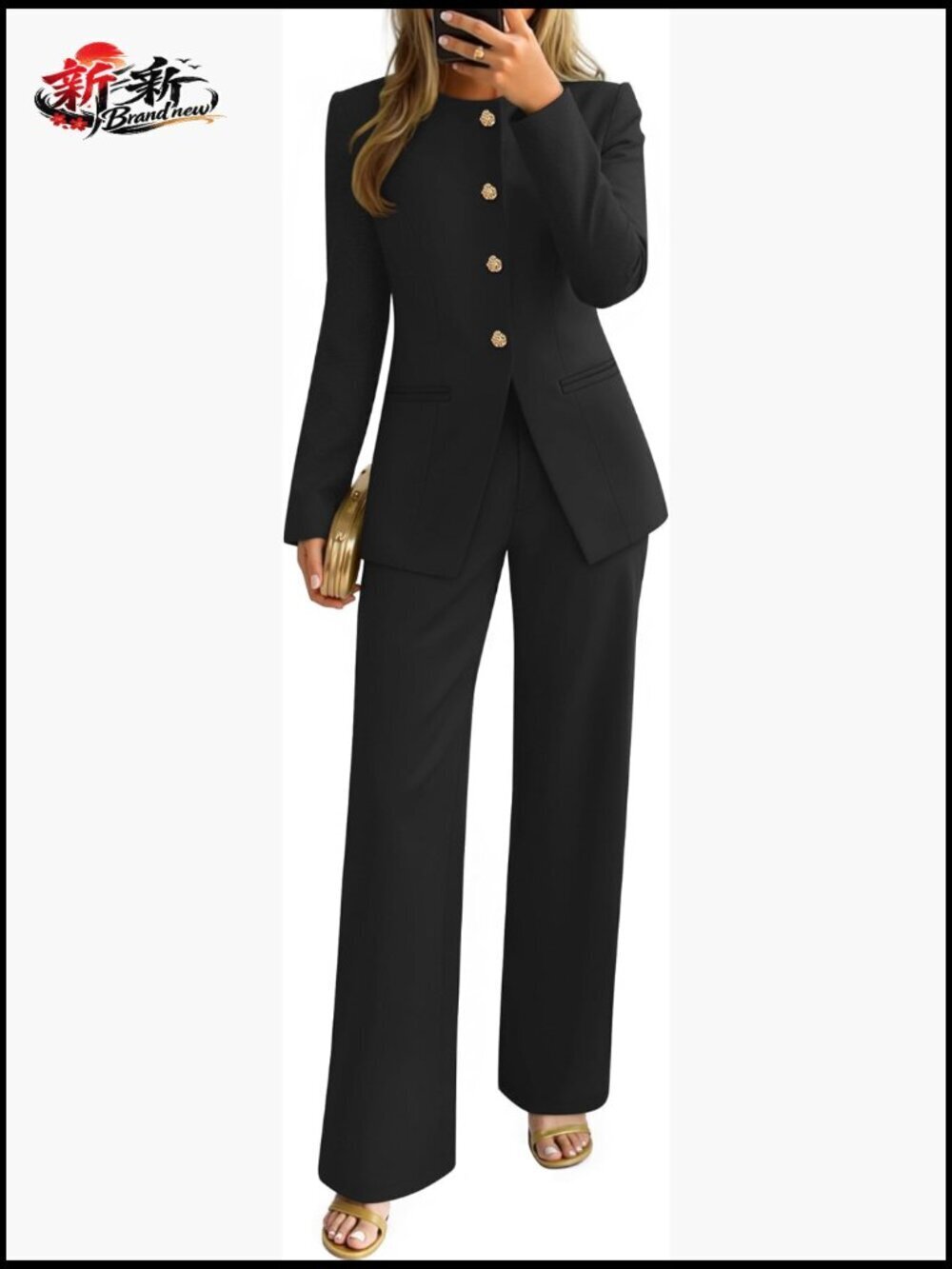 Two Piece Suit Set Blazer & Wide Leg Pants Work Outfit
